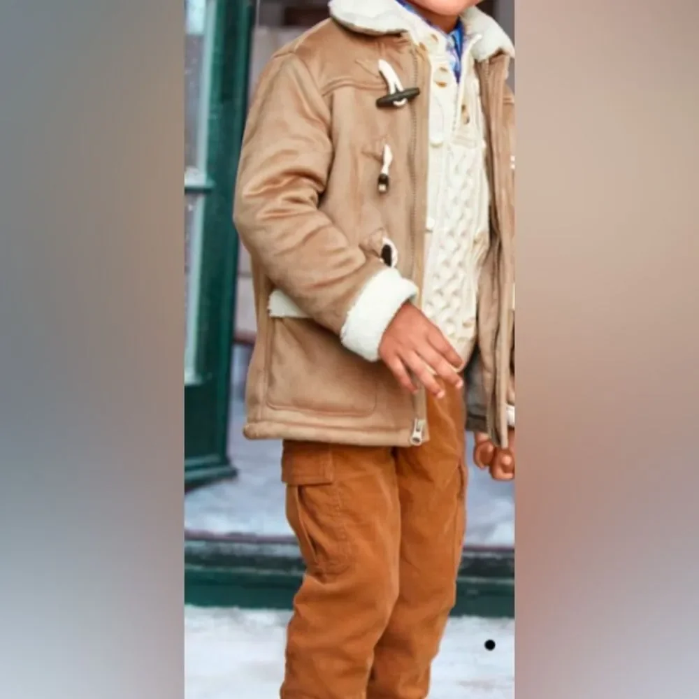 Gymboree NWT Boys Sherpa-Lined Jacket Light Brown Faux Suede Size 10